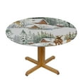 thumbnail image 3 of HAOXIT Winter Snow Landscape Tablecloth Elastic Edge Fitted Tree Deer Table Cover Fits Round Tables  31"-35, 3 of 8