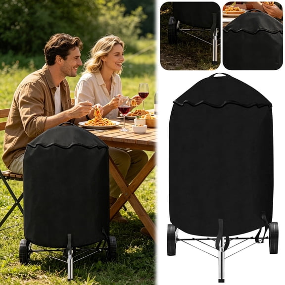 Clearance Under $6.24! 1 Pack 22-Inch Kettle Grill Cover, Waterproof and UV-Resistant BBQ Cover (Black, One Size)