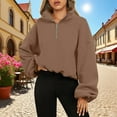 thumbnail image 5 of Uootdi Women's Oversized Long Sleeve Gift Sweatshirts Womens Half Zip Collared Cropped Pullover Fleece Quarter Zipper Hoodies Fall Fashion Outfits, 5 of 6