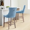 thumbnail image 3 of DONICK Velvet Counter Height Bar Stools Set of 2,Button Tufted Back Bar Chair Nailhead Back Pull Tab Wooden Leg(Light Blue), 3 of 10