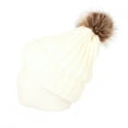 thumbnail image 3 of WITHMOONS Fleece Ribbed Knit Pom Beanie Winter Hat Slouchy Cap CZP0011 (Ivory), 3 of 5