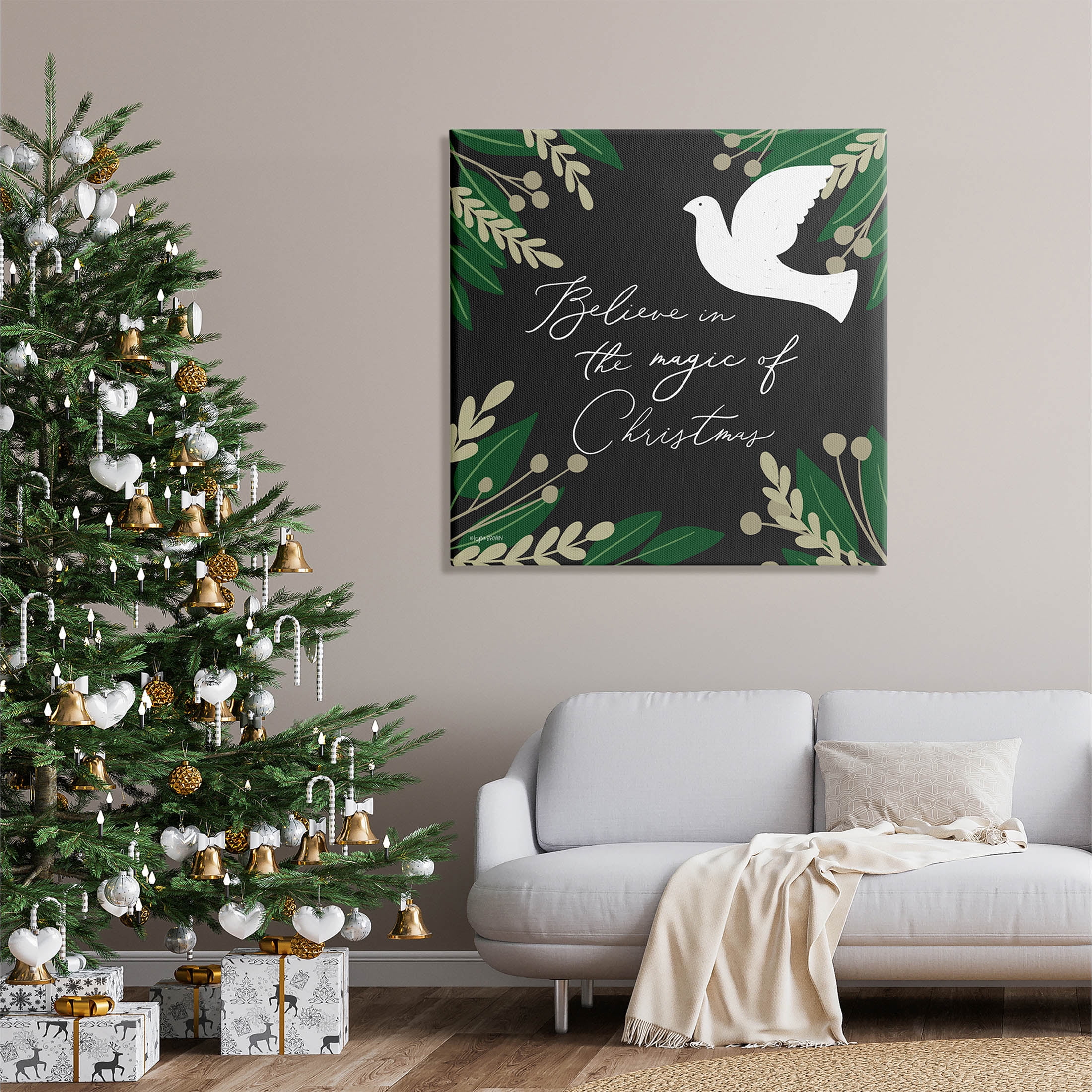 Stupell Industries Magic Of Christmas Botanical Dove Graphic Art Gallery Wrapped Canvas Print Wall Art, Design by Kyra Brown