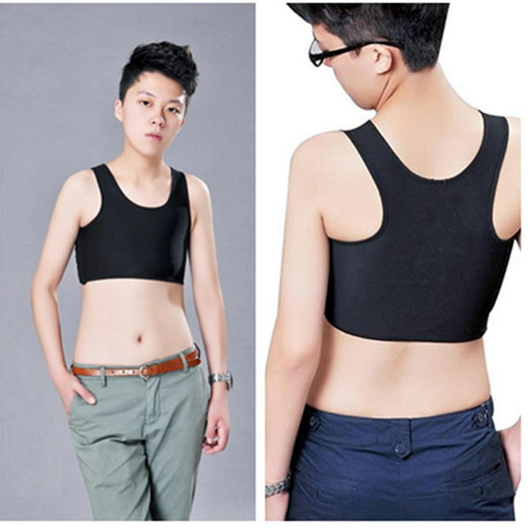 Women Lesbian Tomboy FTM Breast Tank Bra Chest Binder Vest Buckle Zip Strap