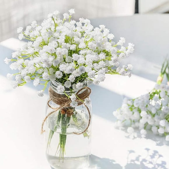 4PCS Artificial Baby's Breath Flowers - Ramo realista de gypsophila artificial para decoración de bodas, decoración del hogar, centros de mesa - Flores blancas de plástico de 7,48"