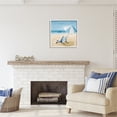 thumbnail image 2 of Stupell Industries Blue Beach Chair Painting Nature Painting White Framed Art Print Wall Art, 24 x 24, 2 of 8