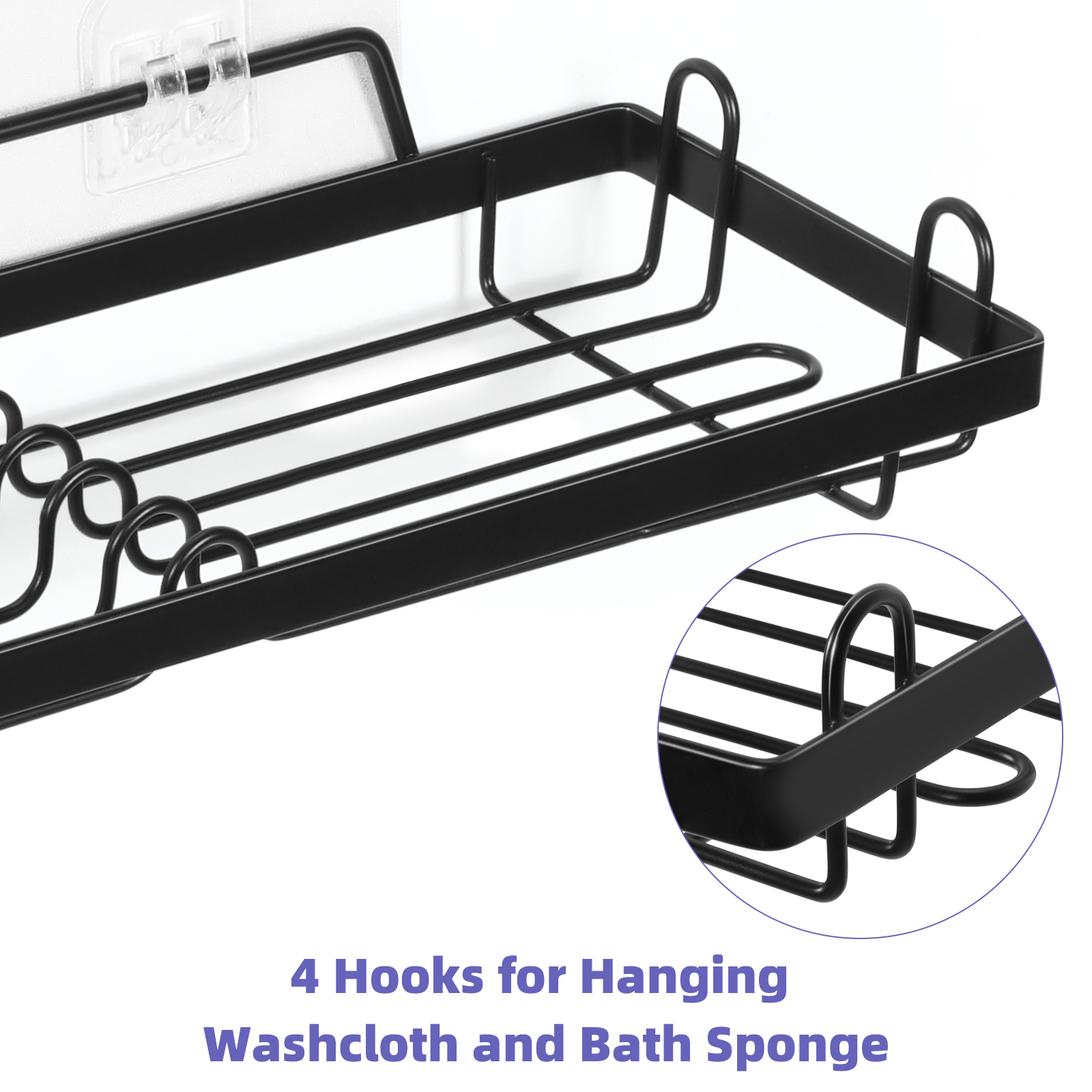 Adhesive Wall Mounted Soap Holder Basket, Black