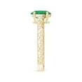thumbnail image 3 of ANGARA Natural Vintage Inspired Oval 1.1 ct Emerald Ring with Engraved Shank in 14K Yellow Gold for Women (Size-8x6mm) | May Birthstone, Anniversary, Jewelry Gift for Women | Natural Emerald Ring, 3 of 9