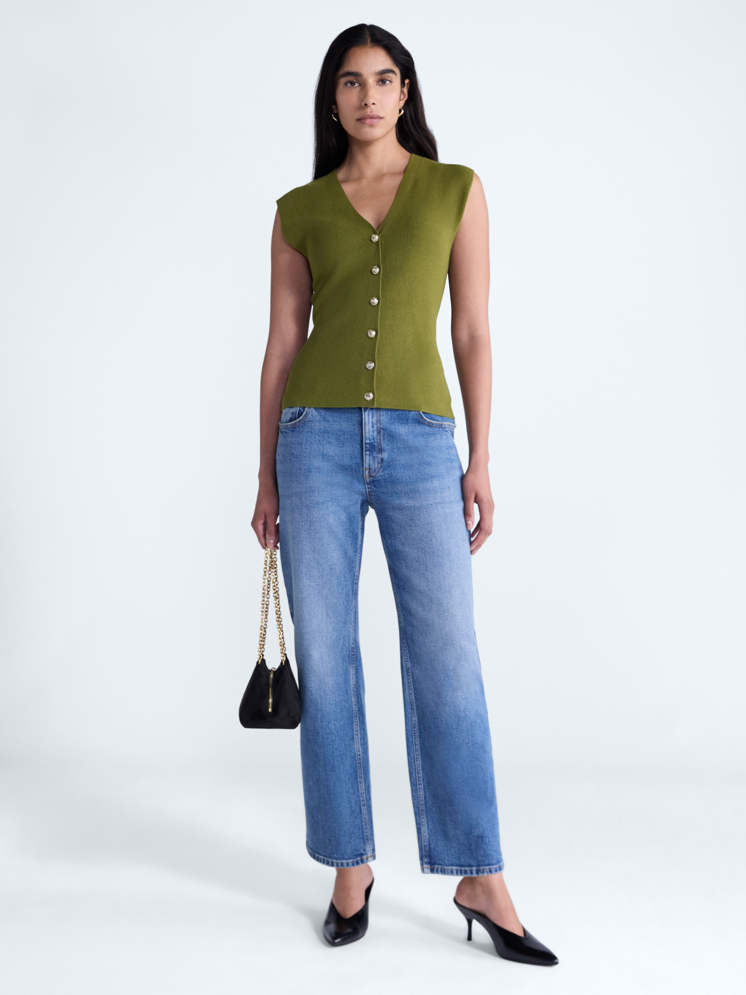Scoop Women's V-Neck Sleeveless Cardigan Sweater photo 2