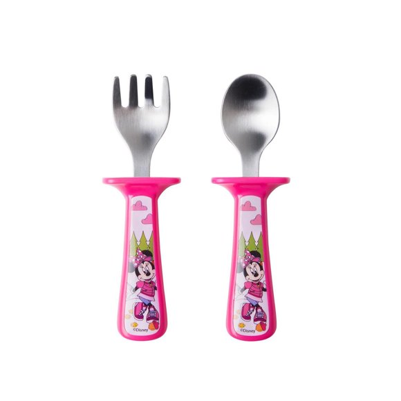 The First Years Disney Minnie Mouse Toddler Utensils - Fork & Spoon Set - Ages 9 Months and up