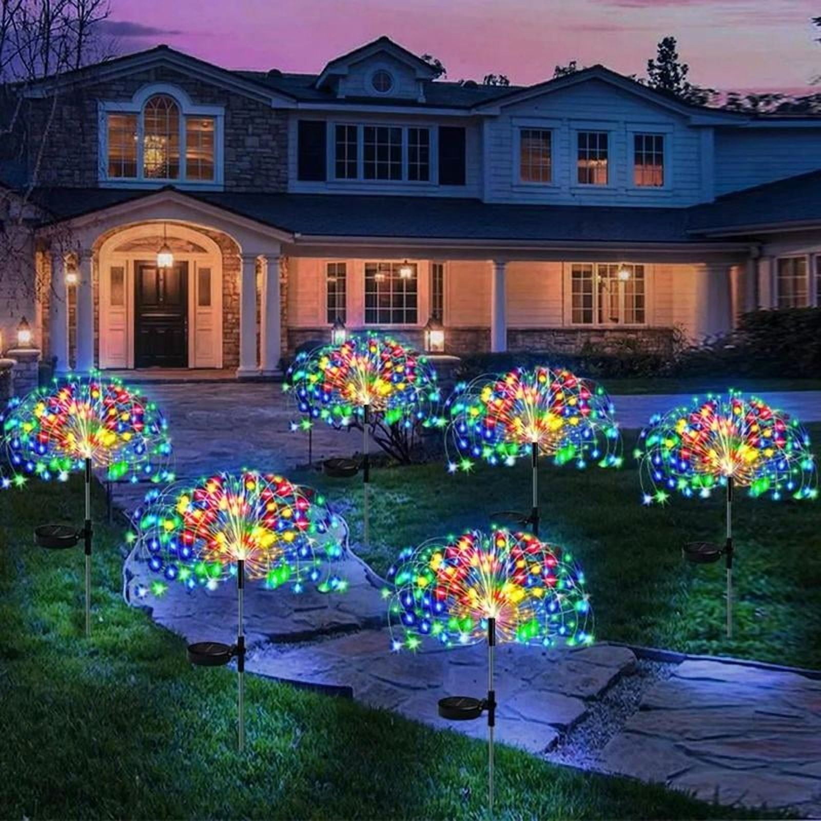 2pcs Solar Firework Lights, Multi-Color 60-720 LED Landscape Lights | 8 Lighting Modes, Outdoor Decoration for Halloween, Weddings, and Christmas