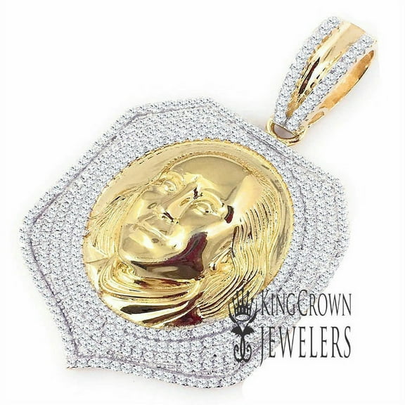 Men's Real Yellow Gold Sterling Silver Pendant Simulated Diamond Benjamin Franklin Cash Money Face Custom Charm