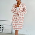 thumbnail image 2 of Puliio Women's Robes Warm Plush Valentine's Day Heart Print Button Down Bathrobe Soft Flannel Comfortable Home Wear Housecoats,Size S, 2 of 9