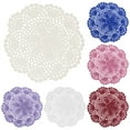 thumbnail image 2 of WVARK 6Pcs 8 Inch Handmade Crochet Cotton Table Mats Insulated Flower Lace Coasters for Wedding Party（Light Purple）, 2 of 8