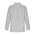 thumbnail image 5 of VEKDONE Women's Cotton Linen Button Shirts Fall Long Sleeve Lapel Work Blouse Casual Loose Lightweight Thin Tops Solid Color Basic Shirt, 5 of 6