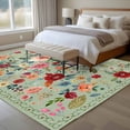 thumbnail image 4 of Sage Green Floral Area Rugs 8'x10', Washable Small Throw Rugs for Living Room Patio, Spring Flowers Leaves Farmhouse Indoor Outdoor Rug Non-Slip Low Pile Carpet Runner Reversible Floor Mats, 4 of 8