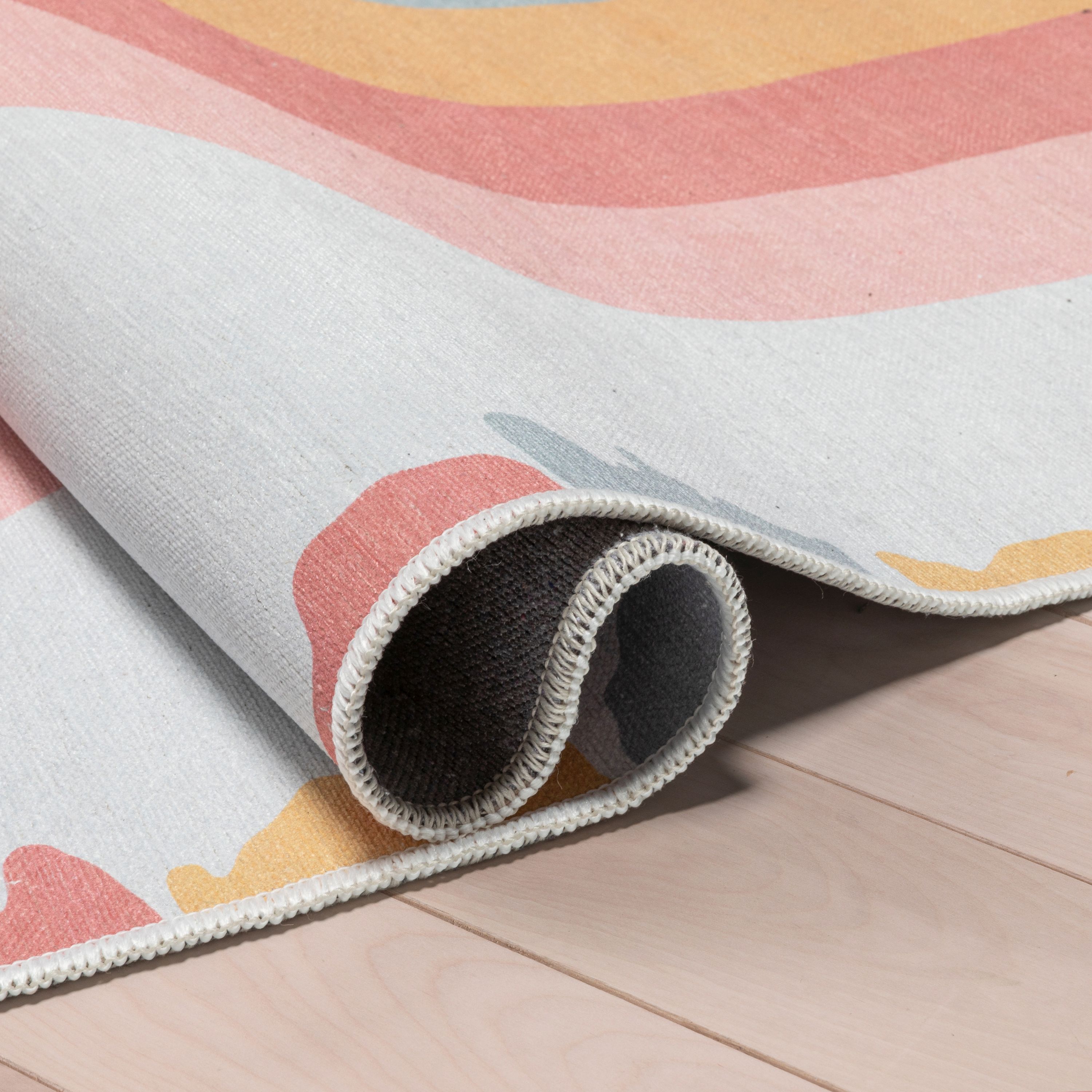 Well Woven Kids Rugs Crescent Rainbow Kids Geometric Pattern Multi Color Flat Pile Easy to Clean 9'10" x 13' Area Rug for Living Room Dining Room Bedroom and Kitchen