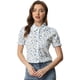 thumbnail image 1 of Camisa de algodón Allegra K con volantes en la parte superior y cuello vuelto para mujer Azul XL, 1 of 4