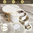 thumbnail image 4 of Williamspace Nesting Coffee Table Set of 2, Modern Round Wood Coffee Table with 2 Drawers, Circular Center Table Set for Living Room, White& Gold, 4 of 6