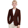 thumbnail image 2 of SUYIDA Kids Long Sleeve Big Plaid Lapel formal Suit Jacket Button Casual Coat Business Attire for Children - Black, 2 of 4