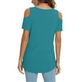 thumbnail image 4 of Aloohaidyvio T-Shirts ,Womens Fashion Casual Solid V-Neck Short Sleeve Loose T-Shirt Pullover Tops, 4 of 6
