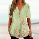 thumbnail image 3 of Gibobby Camiseta con cuello en V para mujer Camisas verano para mujer, camisetas manga corta con cuello en V estampado 2023, camisetas con estampado floral, tú(AG,XL), 3 of 4