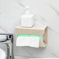 thumbnail image 4 of Wall-Mounted Tissue Box Holder | No Drill Adhesive Paper Towel Dispenser | Space-Saving Kitchen Bathroom Organizer | White Beige Gray Plastic Storage | 1-Pack, 4 of 6