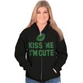 thumbnail image 5 of Kiss Me I'm Cute Saint Patricks Day Zip Hoodie Sweatshirt Women Brisco Brands S, 5 of 6