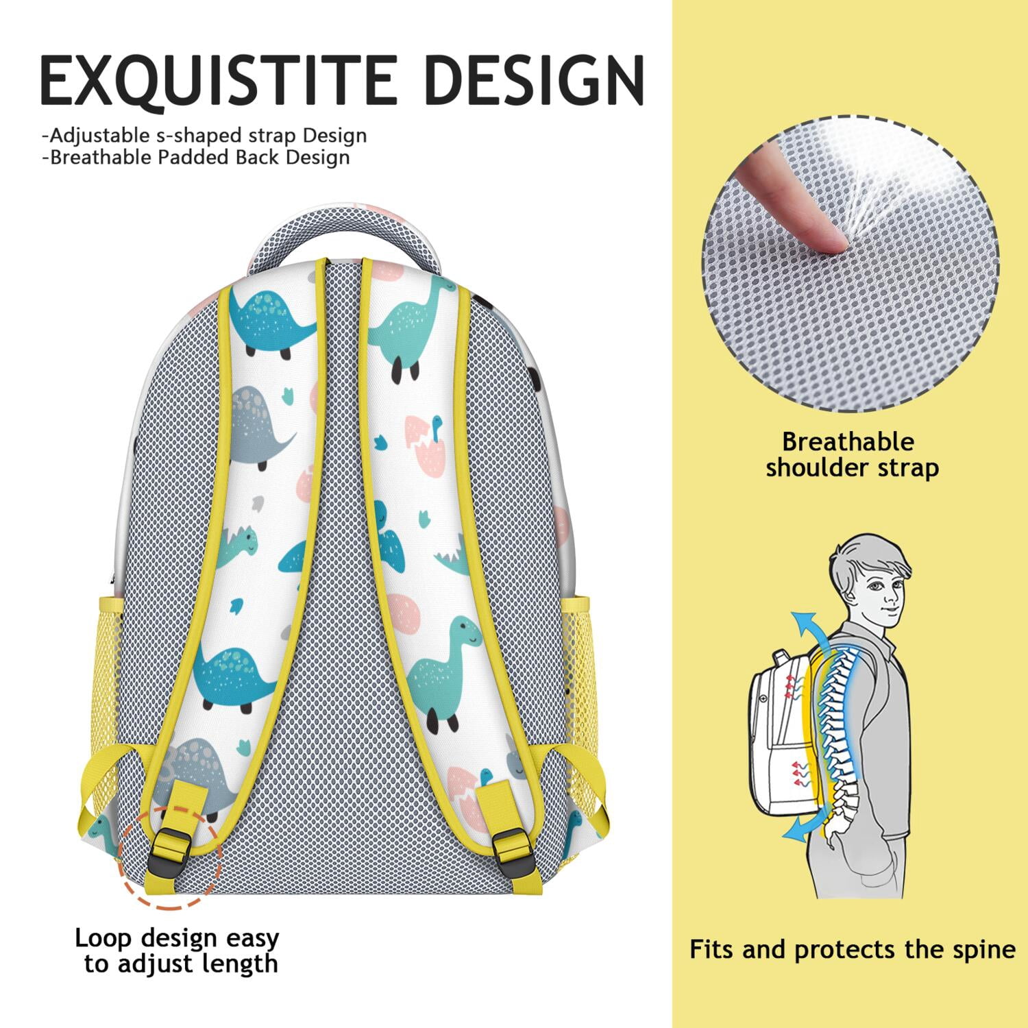Watercolor Dinosaur Artwork Backpack - Stylish & Durable Daypack for College Students
