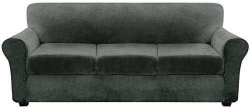FINERFIBER Velvet High Stretch 4 Piece Sofa SlipCover Furniture Protector,