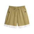 thumbnail image 6 of Womens Casual Lace Shorts Baeitkot Womens Casual Lace Shorts Elastic Waist Drawstring Loose Comfy Summer Shorts with Pockets Khaki XXXL, 6 of 7