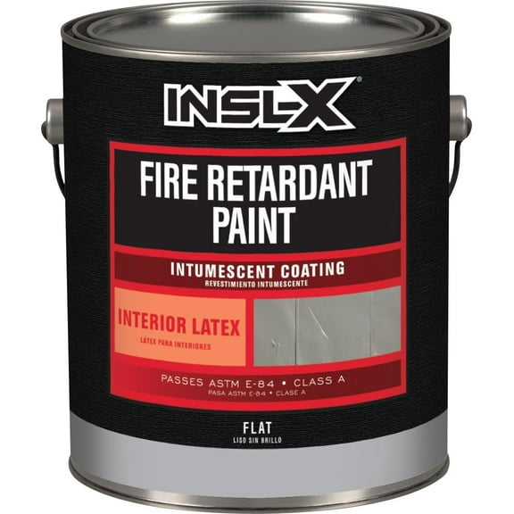 Insl-x Fire Retardant Paint - Low Odor, Latex-Based, Flat Finish - 1 Gal, White