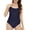 Navy, variant on WREESH Womens One Piece Swimsuit Solid Color Swim Suits Fashionable and Neck U-Shaped Back Strap Swimsuit Sleeveless Bathing Suits Black