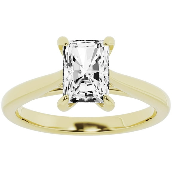 Unique Moments 1.50 Carat Solitaire 4-Prong Lab Grown Radiant Diamond Engagement Ring 14K Yellow Gold
