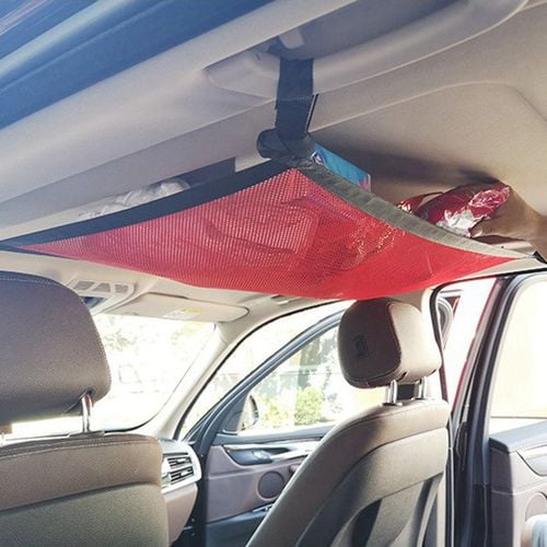 Onlyonehere Car Ceiling Storage Net Pocket-Universal Car Roof Interior Cargo Net Bag with Zipper,Car Trunk Storage Organizer Sundries Storage Bag for Jeep Van SUV