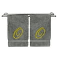 thumbnail image 2 of Monogrammed Hand Towel, Personalized Gift, 16 x 30 Inches - Set of 2 - Gold Embroidered Towel - Extra Absorbent 100% Turkish Cotton - Soft Terry Finish - for Bathroom, Kitchen and Spa - Script O Gray, 2 of 3