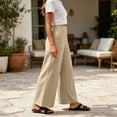 thumbnail image 6 of LIaqionyy Pants for Women's Wide Leg Elastic Waist Casual Loose Lounge Vacation Pant Work Trousers with Pockets, 6 of 8
