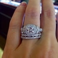 thumbnail image 1 of 925 Silver Round Cut AAA CZ Diamond Bride Engagement Wedding Rings Set, 1 of 1