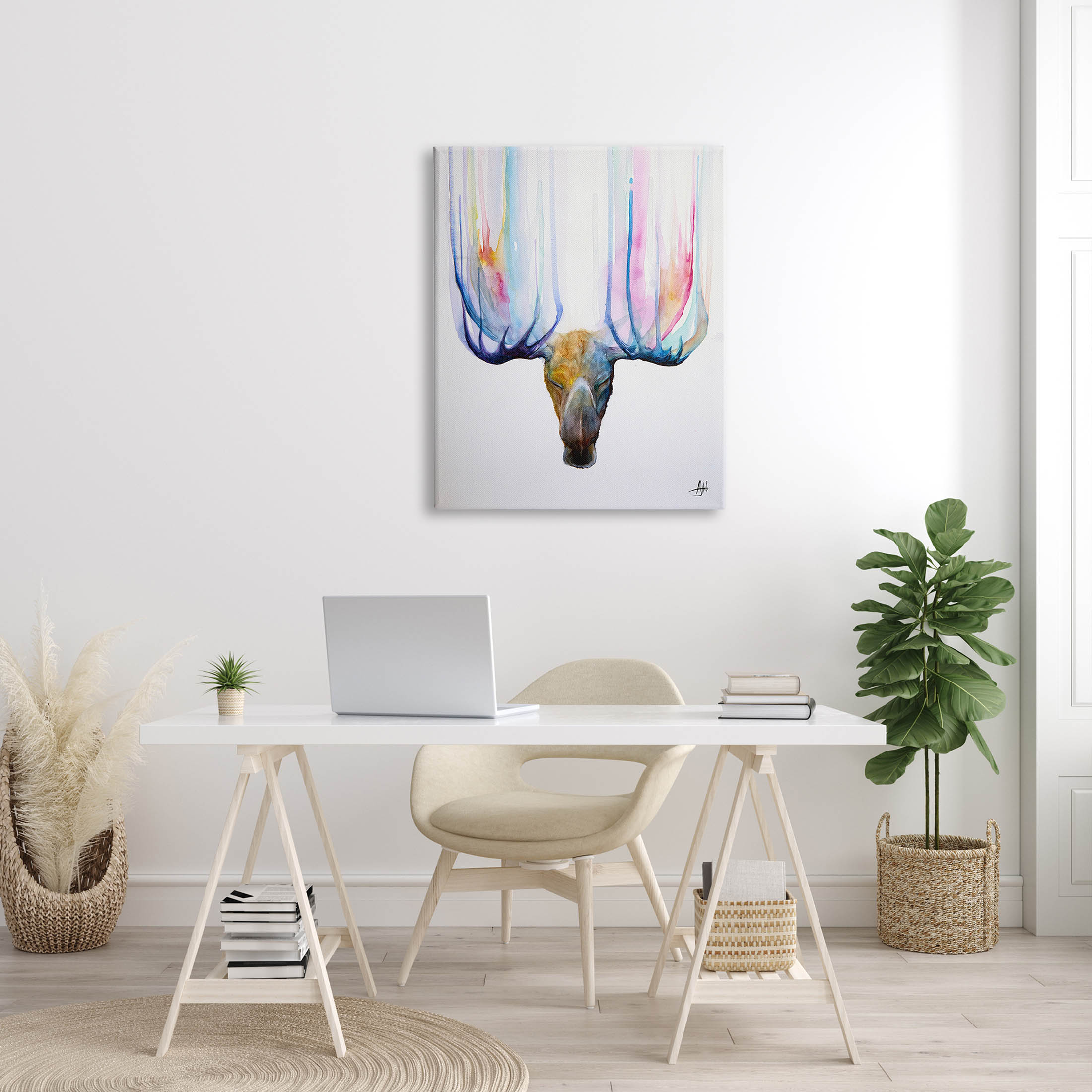 Antler Streaks Modern Deer Animals & Insects Graphic Art Gallery Wrapped Canvas Print Wall Art