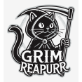 thumbnail image 2 of Black Cat Grim Reapurr Adult White Long Sleeve Hoodie-Small, 2 of 3