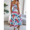 thumbnail image 2 of Women's Smocked Floral Tie Shoulder Midi Dress 100% Polyester Fabric Lightweight Elegant Look Feminine Draping, 2 of 13