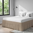thumbnail image 6 of Brown Buffalo Plaid Bed Skirt King Size 16 Inch Drop, Minimalist Gingham Check Retro Linen Texture Adjustable Elastic Dust Ruffles Bedskirt for King Bed Wrap Around Pleated Mattress Frame Cover, 6 of 9