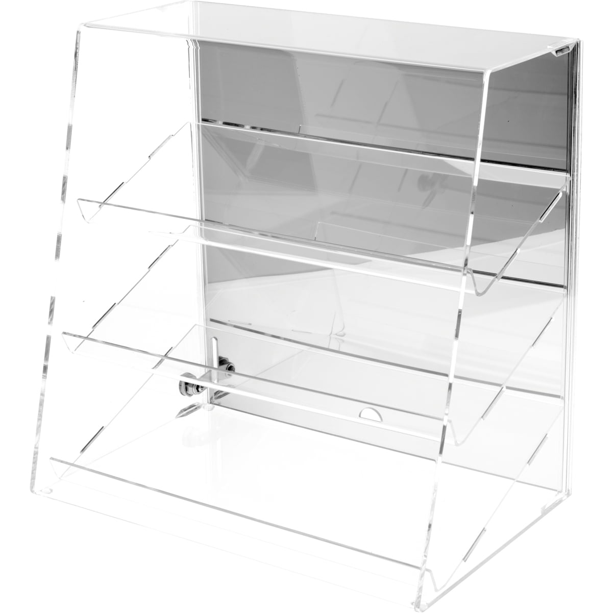 Plymor Acrylic SlantFront Locking Display Case With 3 Angled Shelves