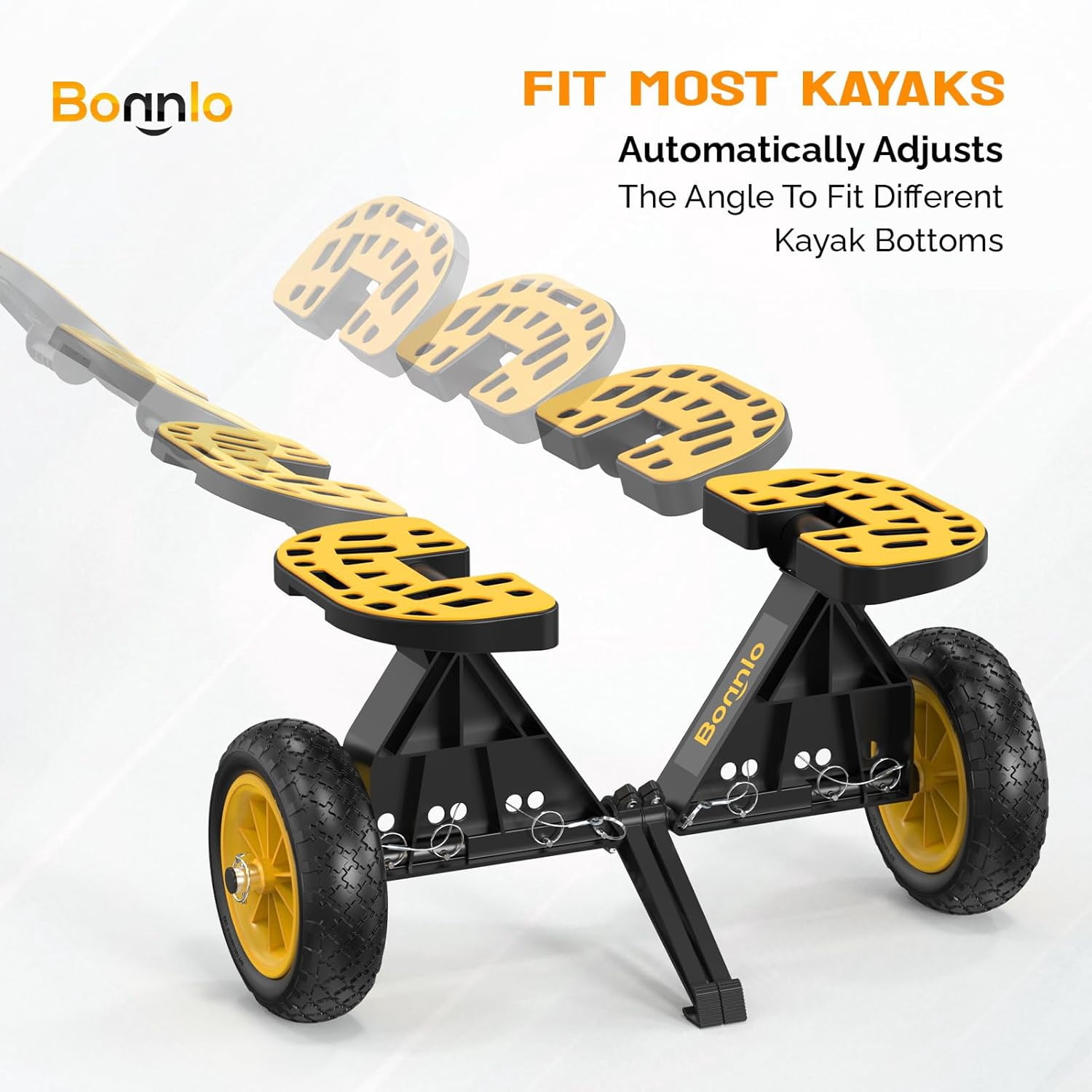 Kayak Cart with10-Inch Kayak Wheels, Canoe Trolley Cart with Adjustable Straps, No Tools Required for Easy Assembly All-Terrain for Kayaks, Canoes, Paddleboards