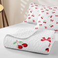 thumbnail image 4 of Manfei Sweet Cherry Bow Twin Quilt Set For Kids,Kawaii Cherry Twin Coverlet Set For Bowknot Lover,2-Piece, 4 of 7
