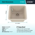 thumbnail image 3 of 16" x 18" Quartz Kitchen Sink, Single Bowl Sink, Drop-in Sink, Undermount Sink, Granite Kitchen Sink, Metallic Beige Kitchen Sink, with Steel Grids and Basket Strainer Lexicon Platinum LP-1618, 3 of 8