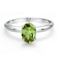 thumbnail image 3 of Gem Stone King 14K White Gold Green Peridot Solitaire Engagement Ring for Women | 0.90 Cttw | Oval 7X5MM | Gemstone August Birthstone | Size 6, 3 of 6