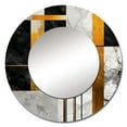 thumbnail image 2 of Designart "Marble Granite Agate with Gold Accents VII" Modern Geometric Round Mirror Wall Décor Glam - Large Grey Round Mirror - Round Mirror 29" x 29" Inch, 2 of 5