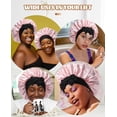 thumbnail image 6 of Satin Bonnet for Sleeping, Double Layer Hair Bonnet with Elastic Tie Band, Soft Night Cap for Curly and Straight Hair(Black + Peach Pink), 6 of 12