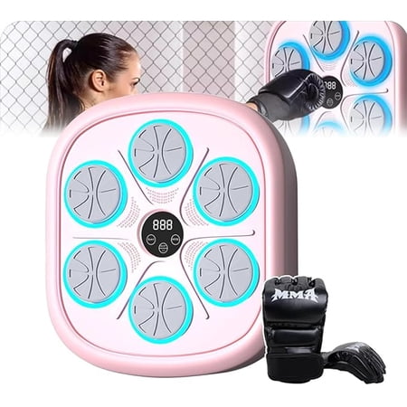 RKXQT Adult Smart Music Boxing Machine, Wall-Mounted Boxing Wall Target, Boxing Fitness Equipment, Suitable for Indoor, Gym, Boxing Gym, with Boxing Gloves