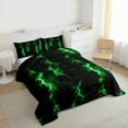 thumbnail image 4 of Feelyou Futuristic Lightning Kids Bedding Comforter Set, Neon Gradient Stripes Twin Comforter Sets, Green Abstract Reversible Bedding Set, Luxury Bedroom Decor, 2 Pieces, 4 of 9